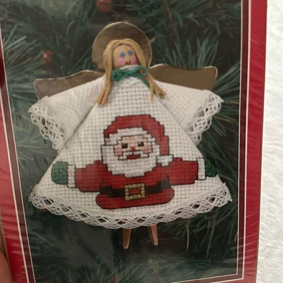 Holiday Time Counted Cross Stitch Kit Christmas Ornaments Vintage Craft Kit - Picture 3 of 5